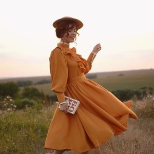 Pink Victorian Linen Prarie Dress